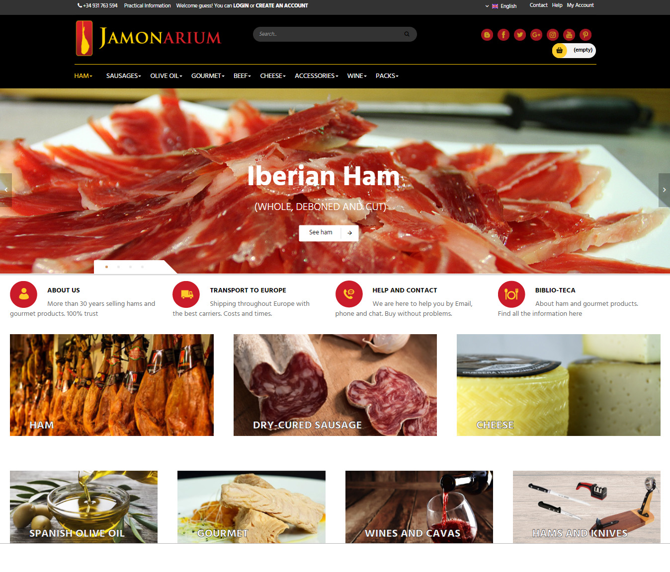 We improve our online store selling hams and Iberian sausages